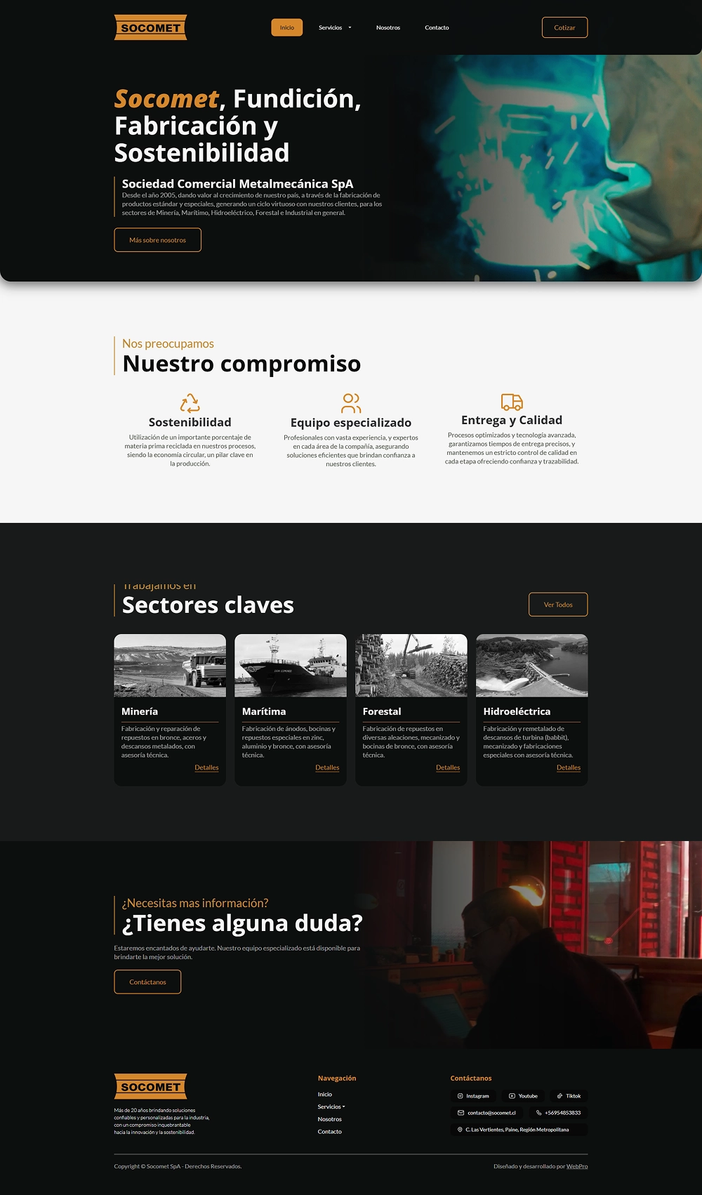 Sitio Web de Socomet SpA.